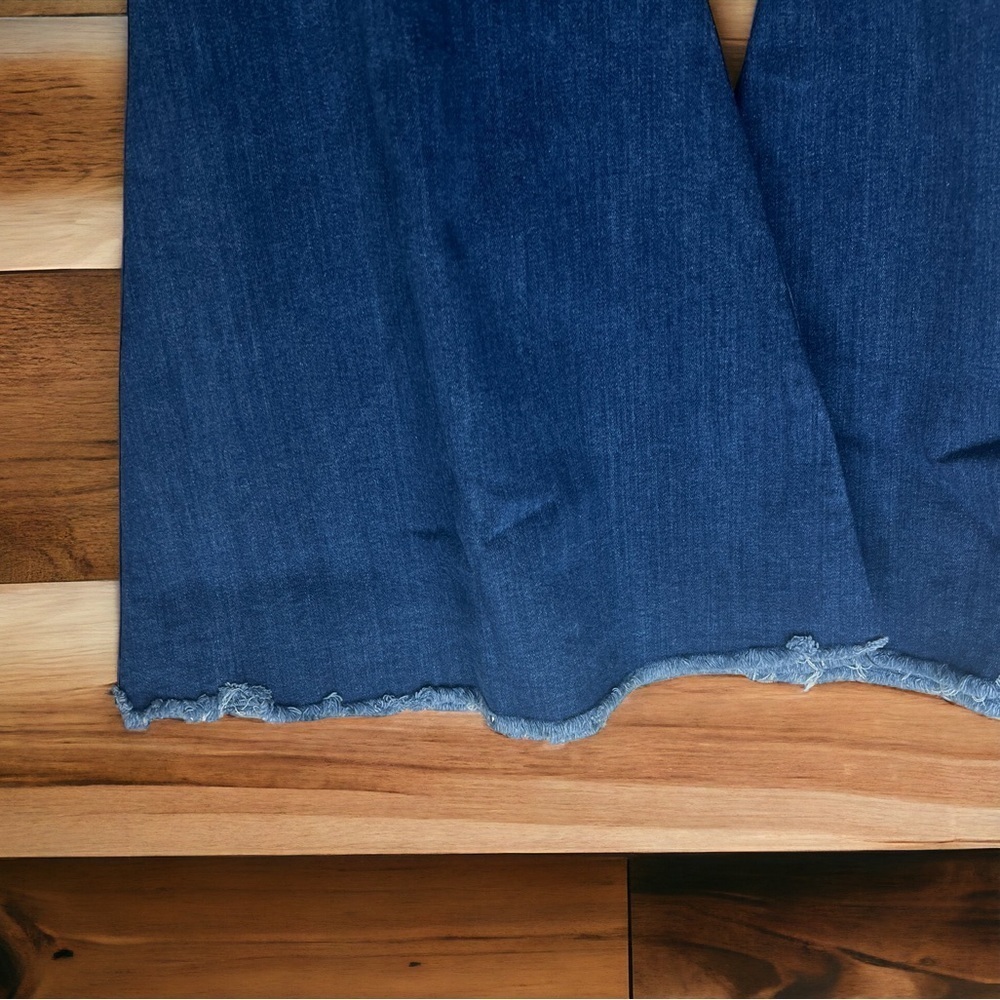 Home Folk Distressed Women's Dark Wash Blue Flare Jeans - Picture 6 of 14